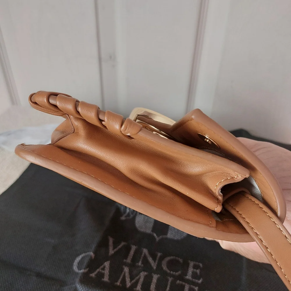 Vince Camuto Menio Aged Rum Genuine Leather Small Crossbody Bag - Picture 11 of 14